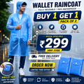 FULLY Reusable Wallet Rain Coat for Adults (Pack of 2)